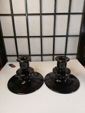 Vintage Pair Black Amethyst Candle Holders 3.25