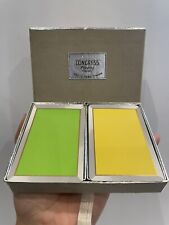 Vtg Congress Green/Yellow Cel-U-Tone Double Deck Set Of Poker Playing Cards picture