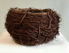 Vintage Woven Wood Vine Twig Stick Rustic Small Birds Nest Style Basket EUC picture