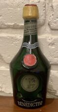 Vintage DOM BENEDICTINE Liquor Thick Green Glass Ashtray Bottle Shape 60's picture