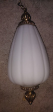 Vintage Mid Century Large Swag Hanging Lamp Light Tear Drop Frosted White 25