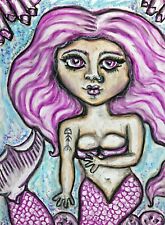 MERMAID WOMAN 11x14 Art Print Signed by Artist KSams Edgy Lavender Amethyst picture