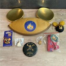 Disneyland 50th birthday merchandise Mickey Ears 3 pins lanyard button magnet picture
