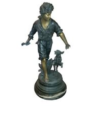 Friends Forever French Bronze Sculpture Of A Boy And His Dog picture
