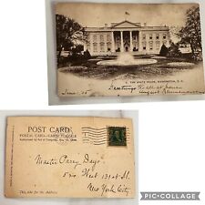 The White House Sepia Front Fountain View 1900's 1905 Washington DC Postcard picture