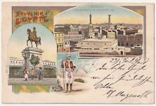 c1901-1907 Egypt Souvenir View of Alexandria & Pompey's Pillar Antique Postcard picture