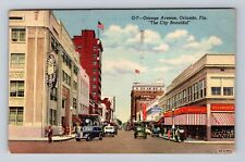 Orlando FL-Florida, Orange Avenue, Business District, Antique Vintage Postcard picture