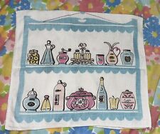 Vtg Linen Hand Kitchen Tea Towel Blue Yellow Pink Coffee Pepper picture