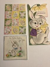 Vintage Embossed Easter Bunnies  Hallmark Wishing Well Gibson Signed Lot Of (3) picture