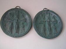 Ancient Tau-Rho Bronze Constantine Jesus Crucifiction Medallion Plaque 1C Relic picture