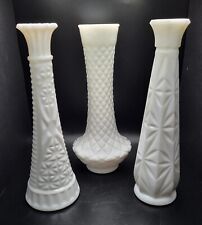 Lot of 3 Vtg Milk Glass Vases 9