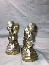 VTG 1928 Antique Brass  Auguste Rodin Style “ The Thinker” 7” Brass Bookends picture