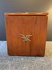 Vintage Wooden Ice Bucket With Eagle Emblem With Liner picture