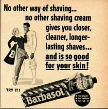 1951 Print Ad Barbasol Shave Cream Pretty Cheerleader & Football Player picture