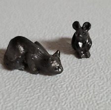 Vintage 70’s Pewter METZKE Miniature Kitty Cat & Mouse Figurines .5