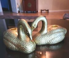 Vintage Gold Ceramic Swan Candle Holders picture