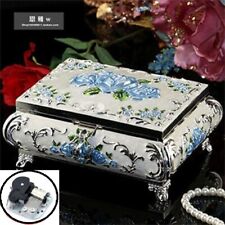 SKYBLUE ROSES METAL TIN ALLOY JEWELRY  MUSIC BOX   ( 100 SONGS TUNES AVAILABLE ) picture