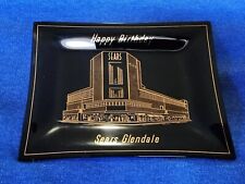 Vintage Mid-Century SEARS Glendale Happy Birthday Black/Gold Glass Ash Tray picture