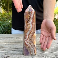 2.6LB 8.7'' Natural Amethyst Agate Obelisk Crystal Point Tower Energy Healing picture