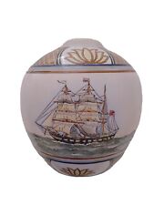 WBI Vintage Round Ceramic Vase Clipper Ship On Water 10