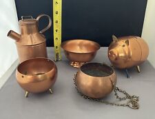 Vintage Lot 5 Mini Small Coppercraft Guild  3 😂 Legged Piggy Bank Pig Jug Bowl picture