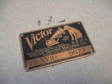 Vtg Victor Victrola VV XVII Gold Phonograph Parts Brass Model Serial# 9577 Plate picture