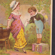 Victorian Romance Soapbox Stump Courting Calling Card 1800's Soapine Trade Card picture