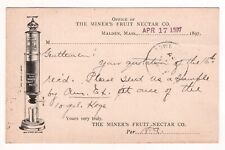 `1897 MINERS FRUIT NECTAR CO POSTAL CARD MALDEN MA FESSENDEN picture