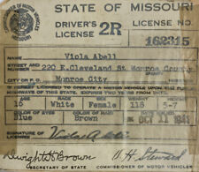 1941 Vintage Monroe City Missouri Vehicle Auto Driver's License Female picture