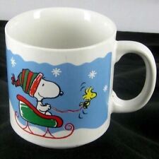 PEANUTS WILLITTS SNOOPY WOODSTOCK SLEIGH SNOWFLAKES CHRISTMAS VINTAGE CRAZING picture
