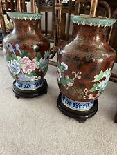 Two Matching Asian Cloisennne Vases With Bases picture