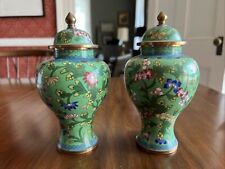 Rare Pair Antique Cloisonne Temple Jars, Made In China, 7” H; Early 20th C. picture