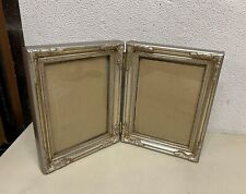 VINTAGE SILVER COLOR DUAL 5X7 PICTURE FRAME HOLDS 2 5X7 PHOTOS picture