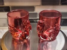 TWO’s COMPANY FLAMINGO SHOT GLASSES Set Of Two 2.5 Oz Pink Glasses picture
