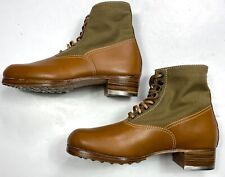 WWII GERMAN M31 AFRIKA KORP DESERT COMBAT FIELD LEATHER WEB LOW BOOTS-SIZE 12 picture