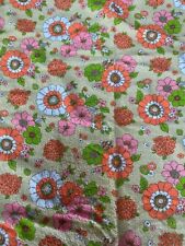Vintage Terrycloth Fabric Mod Flower Power Cotton Brights 2 Yards Towel picture
