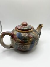 Hermitage pottery waterclor glazed marble mini ceramic tea pot- great condition  picture