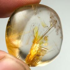 48ct Natural transparent blonde hair gold spot quartz polished crysta B778 picture