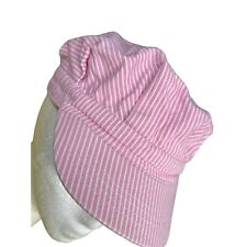 Vintage child pink striped train engineer pleated adjustable hat picture
