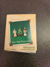 2002 Hallmark Keepsake Ornament Two Tiny Penguins Miniature Sized Set Of 3 VTG picture