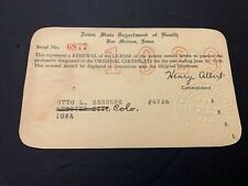 1929 Iowa State Department Of Health Renewal License picture