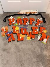 Vintage Die-Cut  Flocked  7’ Happy Halloween Banner With Original Fabric Rope picture