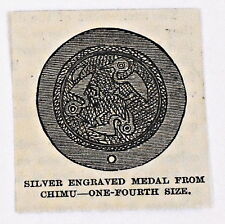 small 1883 magazine engraving ~ SILVER ENGRAVED MEDAL FROM CHIMU, Peru picture