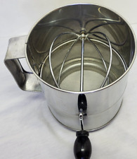 Large 8-Cup Stainless Steel Rotary Powder Sugar Bakery Flour Sifter Hand Crank picture