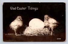 c1909 RPPC ROTOGRAPH Photo Glad Easter Tidings Chicks & Egg Postcard picture