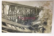 Antique CYKO RPPC Train Derailment off Wooden Bridge Pre 1930 Railroad picture