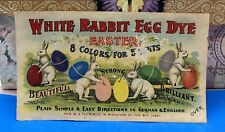 WHITE RABBIT EGG DYE ANTIQUE 1890'S ADVERTISING PAPER TRADE CARD picture