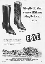 Frye Western Cowboy Boots 1967 Vtg Print Ad Marlboro MA Stagecoach Illustration picture