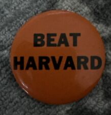 Vintage Orange “Beat Harvard” Syracuse Pin Pinback 1950s 3”  picture