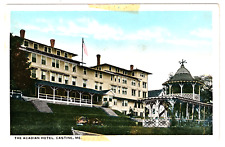 Castine Maine ACADIAN HOTEL Building Porch Steps Lawn Vintage ME Postcard picture
